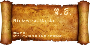Mirkovics Balda névjegykártya